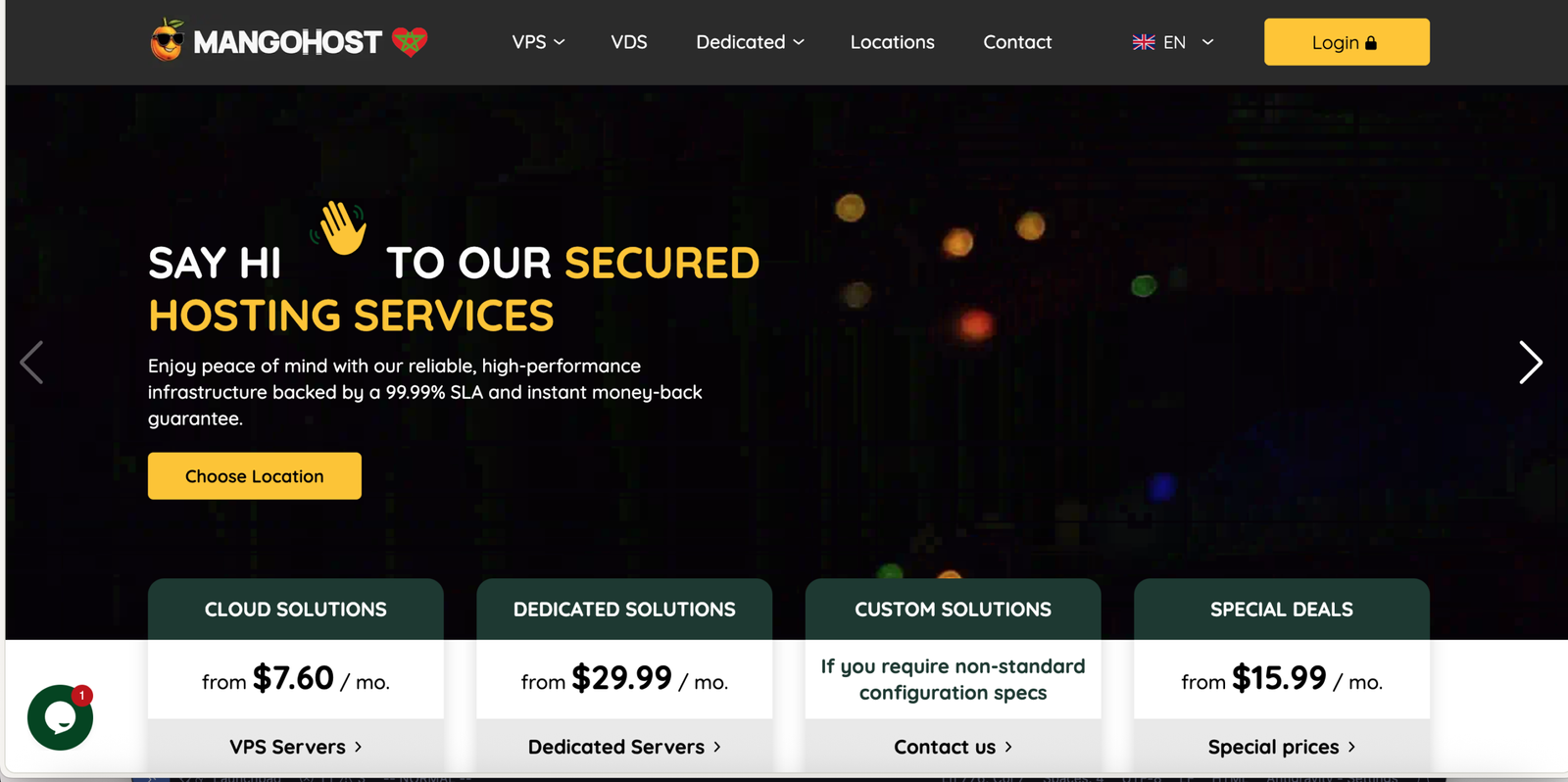 MangoHost Client Area Dashboard