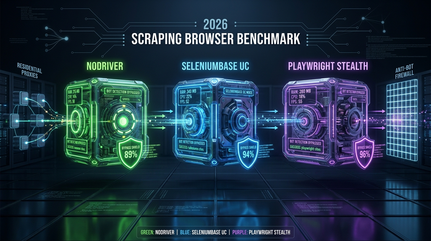 Nodriver vs SeleniumBase UC vs Playwright Stealth Browser Automation Benchmark 2026