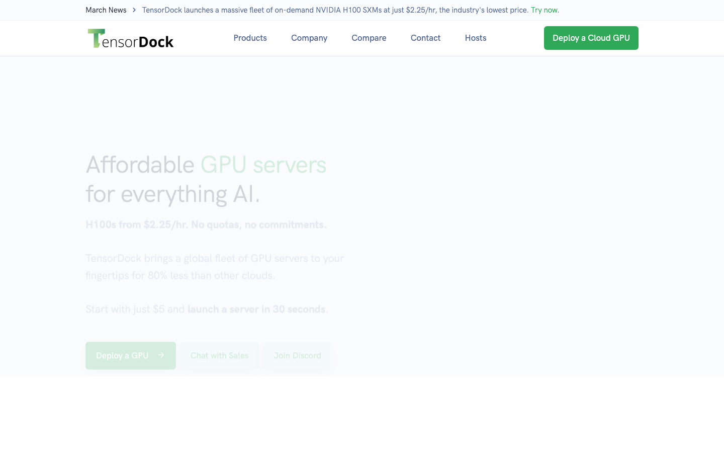 TensorDock GPU Cloud Interface 2026